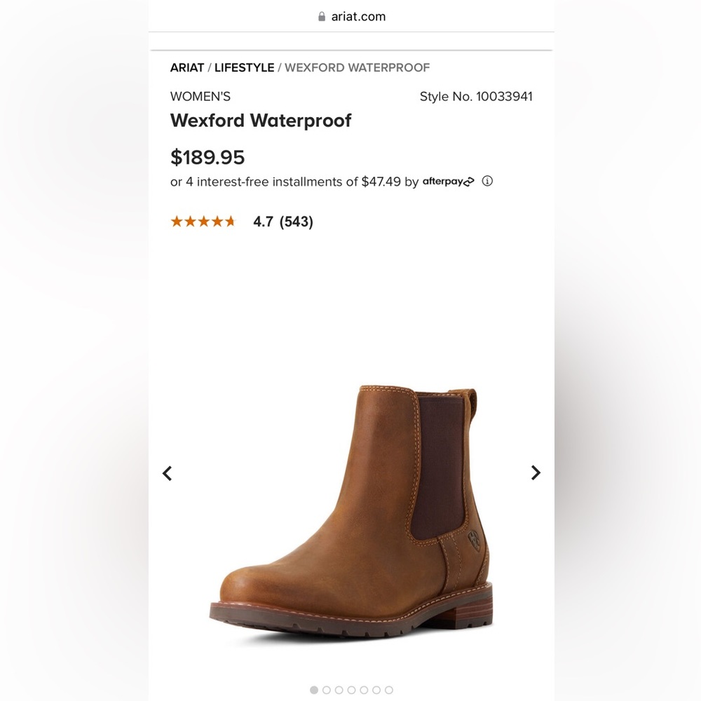 Ariat Womens Wexford H20 boot. Brand new